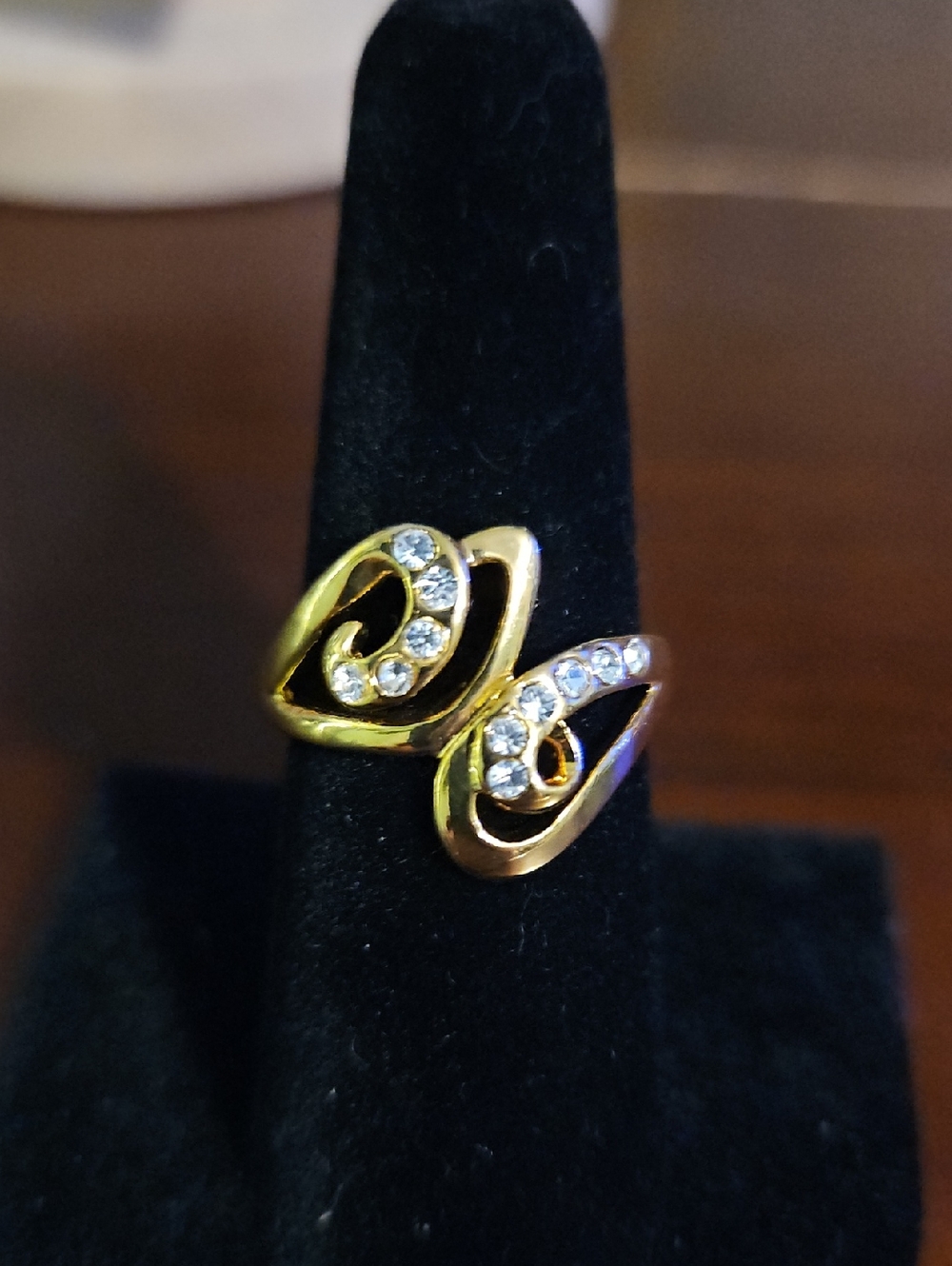 Gold-Tone Crystal Accent Double Swirl Ring - Women's Jewelry